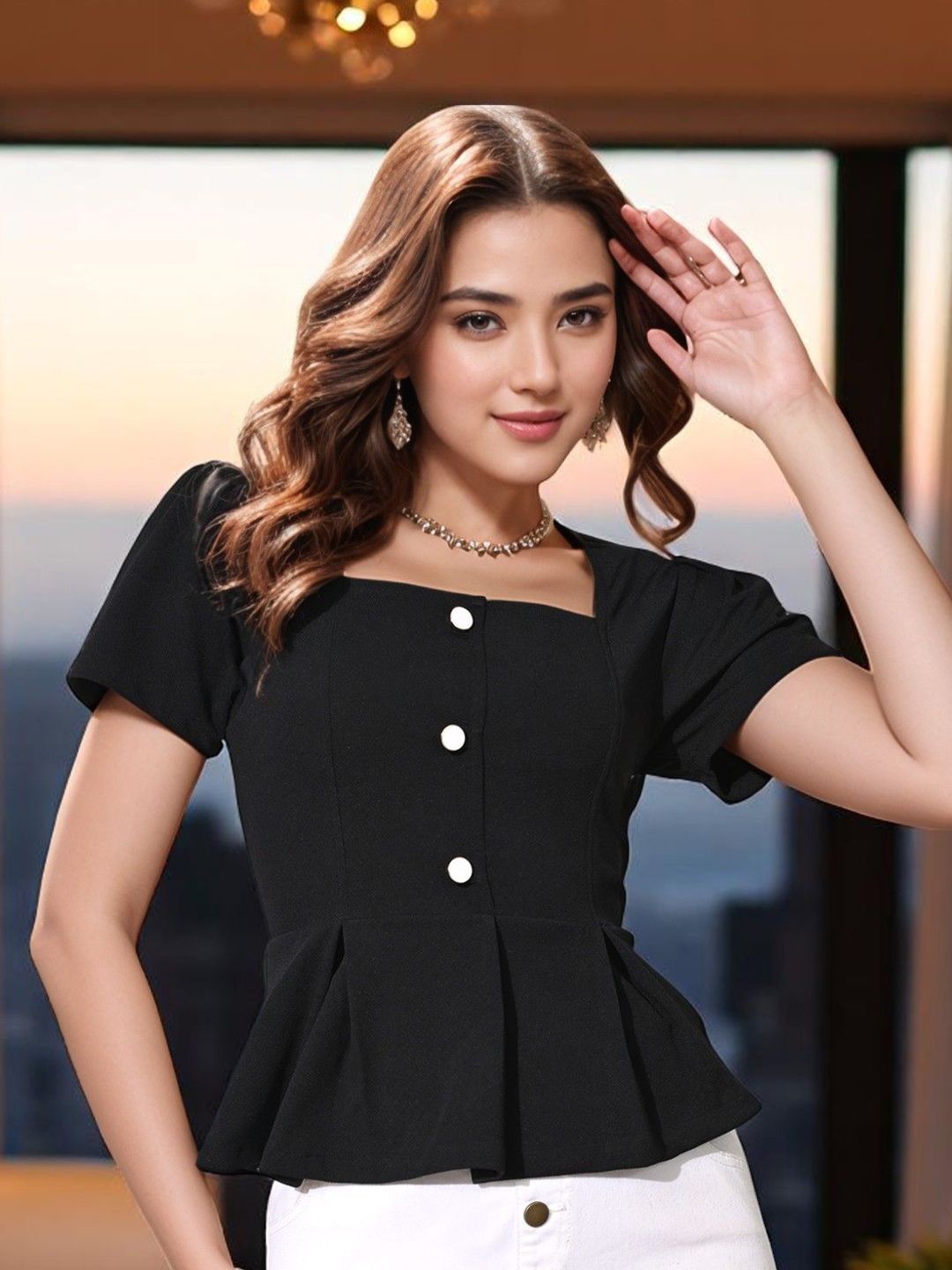 IUGA Women Square Neck Regular Peplum Top-picture-25