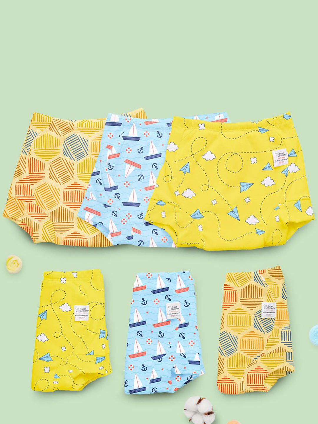 SuperBottoms Set Of 6 Padded Underwear For Potty Training & Mess-Free Diaper