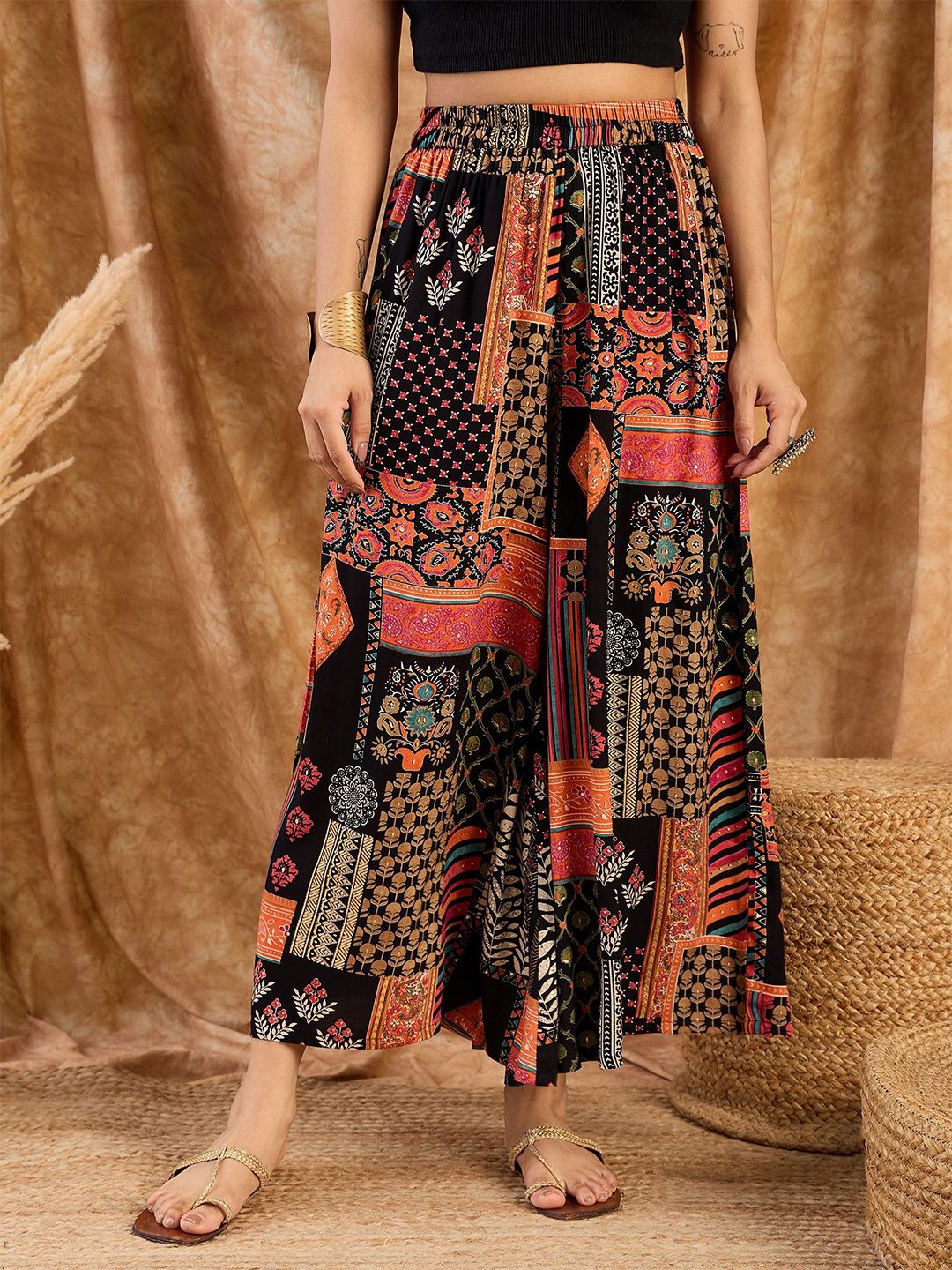 InWeave Women Geometric Printed Flared Palazzos-image-49