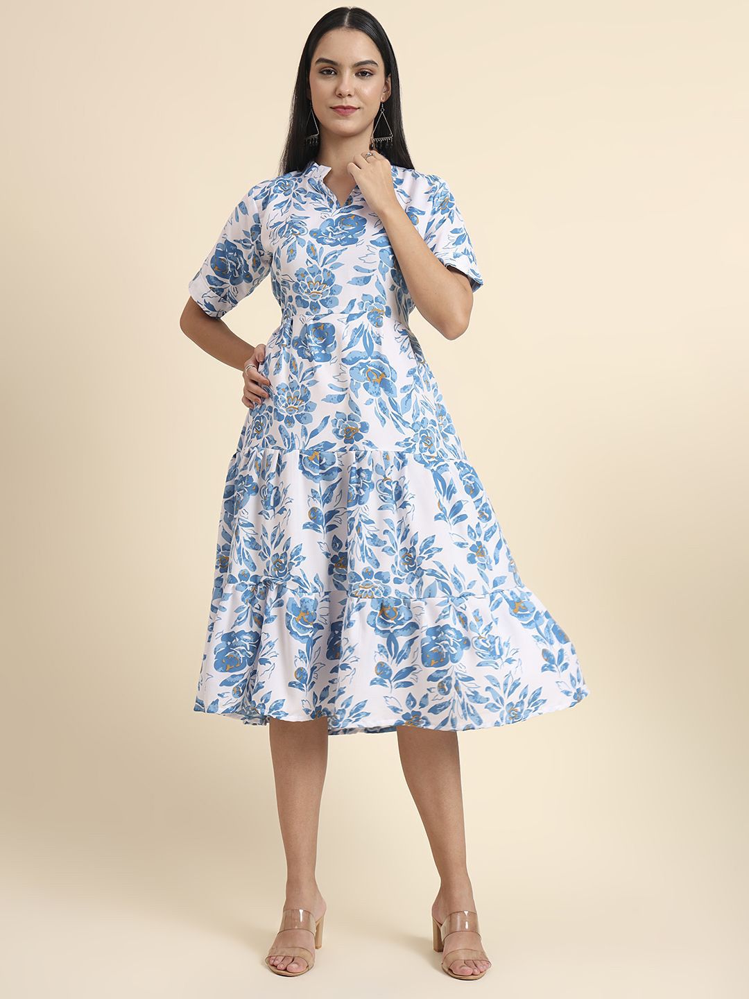 DressBerry Women Floral Print Fit and Flare Maxi Dress