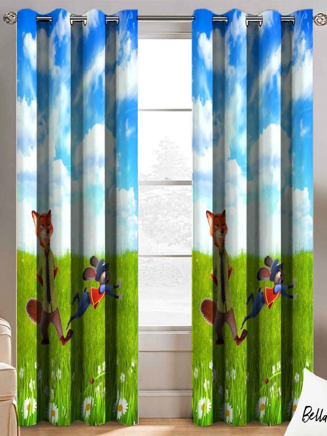 BELLA TRUE Blue & Green 2 Pieces Ethnic Motifs Door Curtains-picture-16