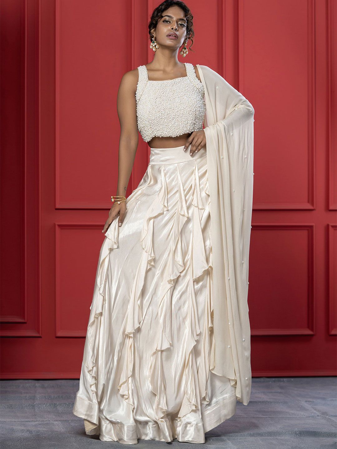 GloballyRonakRBafna Embellished Ready to Wear Silk Lehenga & Blouse With Dupatta-picture-7