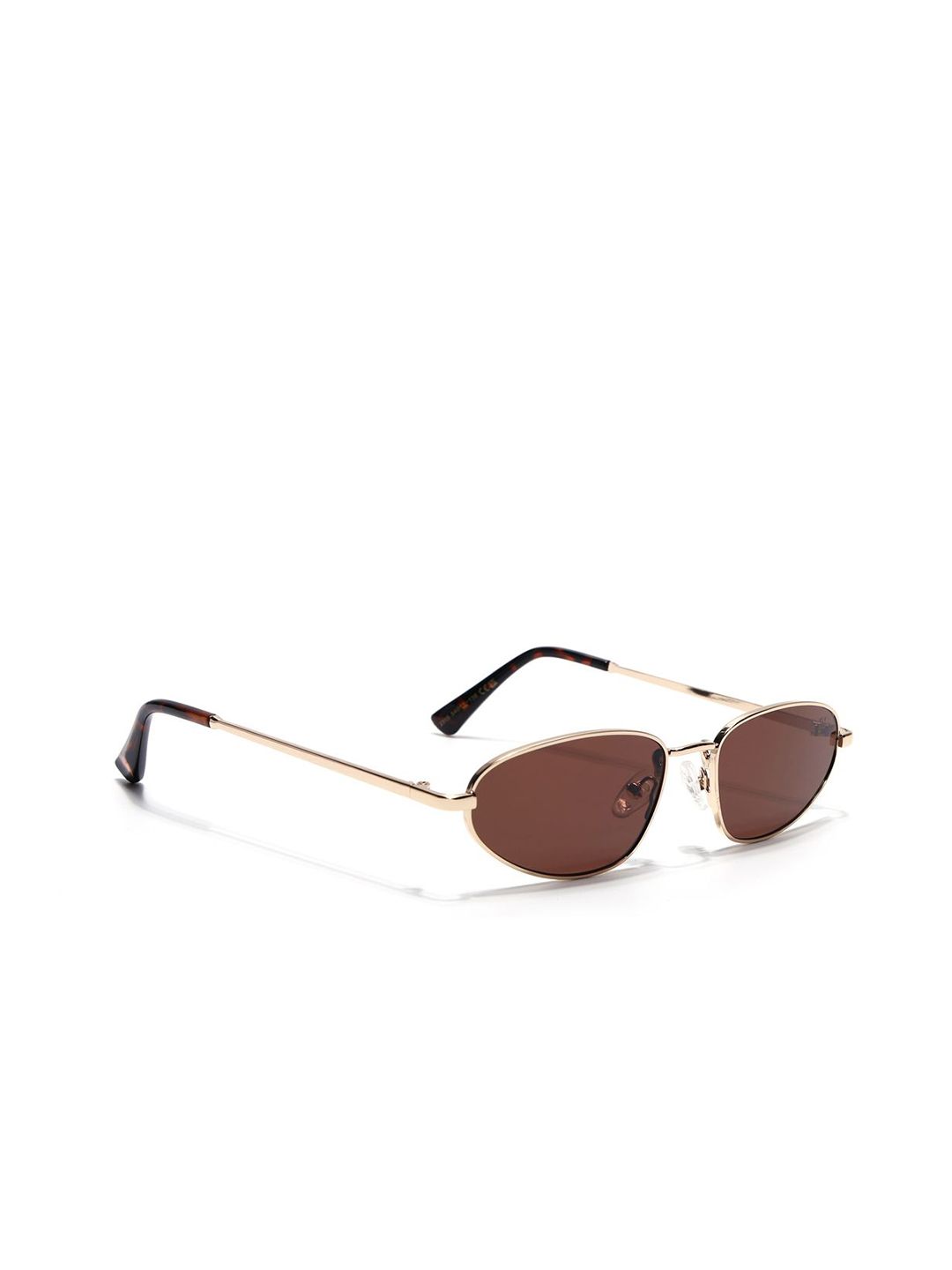 Voyage Unisex Brown Lens & Gold-Toned Oval Sunglasses with UV Protected Lens 2315MG7147-picture-19