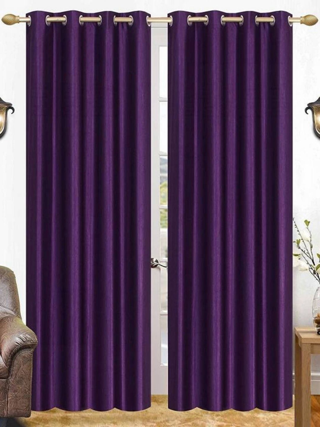 BELLA TRUE Purple 2 Pieces Ripple Fold Door Curtains-picture-31