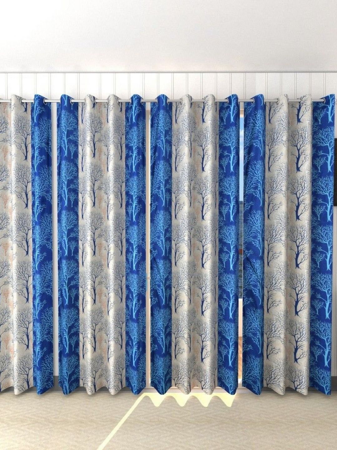 BELLA TRUE Blue & Grey 4 Pieces Abstract Door Curtains-picture-20