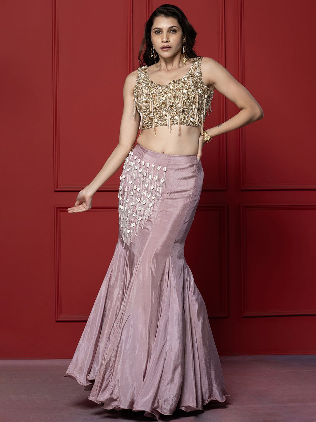 GloballyRonakRBafna Embellished Silk Beads and Stones Ready To Wear Lehenga With Blouse-picture-28