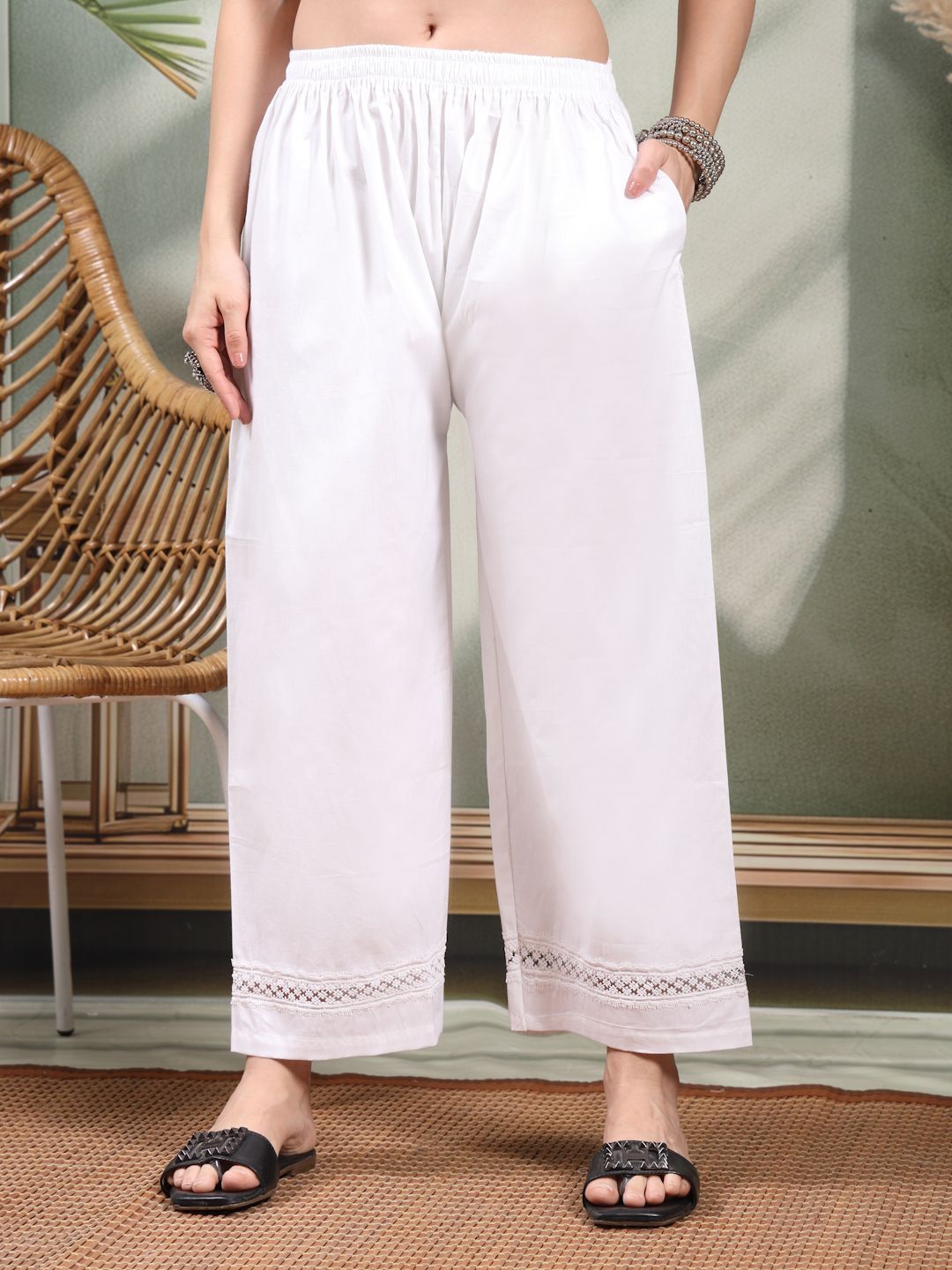 Clora Creation Women Hem Design Cotton Ethnic Palazzos-picture-32