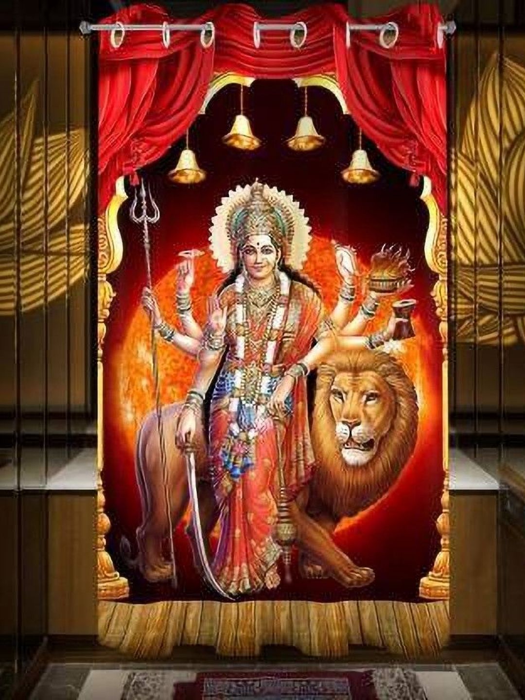 BELLA TRUE Red & Brown Ethnic Motifs Printed Door Curtain-picture-19