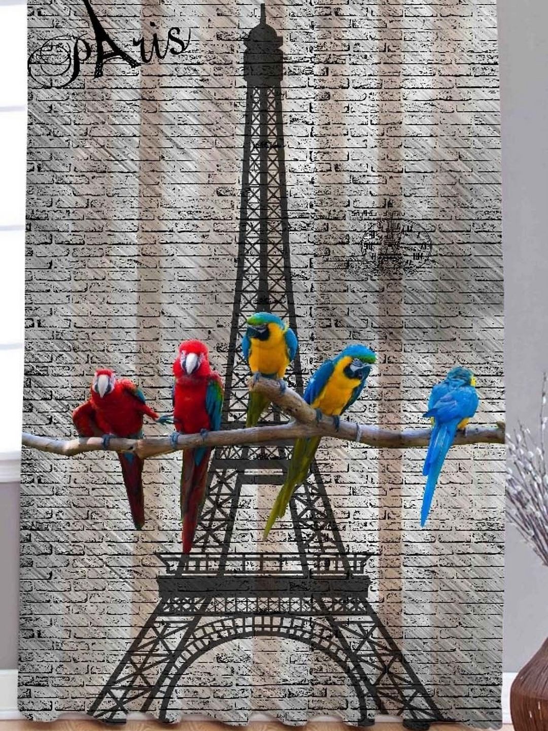 BELLA TRUE Grey & Black Animal Printed Room Darkening Door Curtain-picture-38