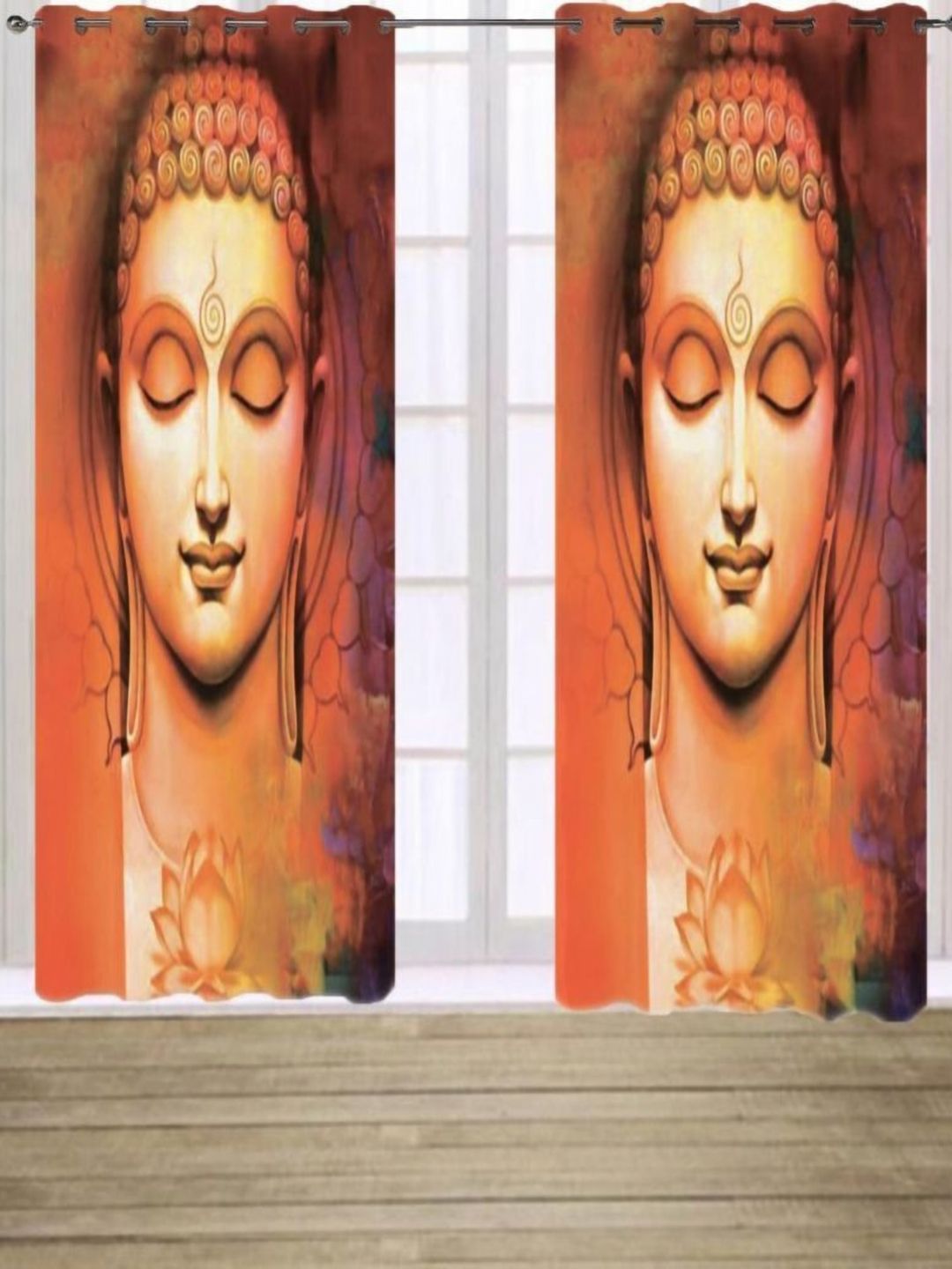 BELLA TRUE Orange & green 2 Pieces Ethnic Motifs Door Curtains-picture-34