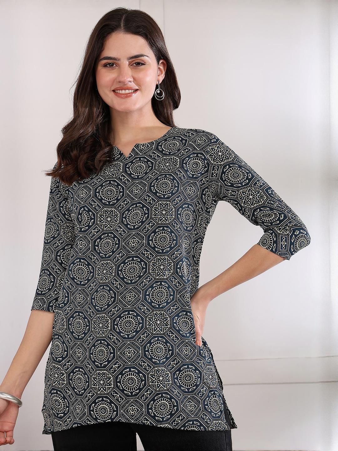 Moda Rapido Floral Printed V-Neck Kurti-picture-24