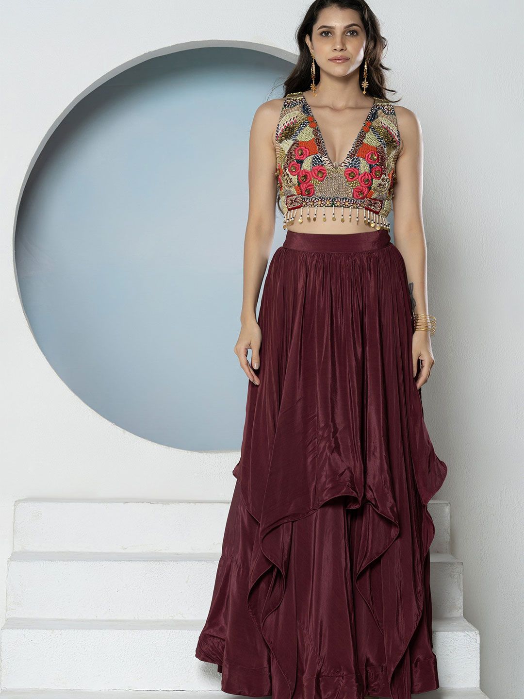 GloballyRonakRBafna Embroidered Ready to Wear Lehenga & Choli-image-10