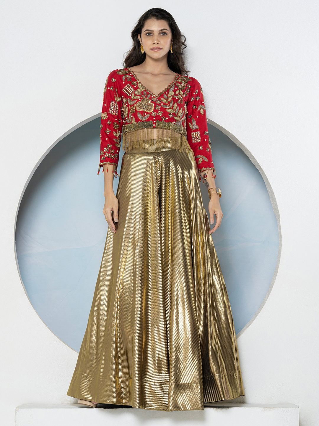 GloballyRonakRBafna Embellished Sequinned Unstiched Lehenga & Choli-image-45