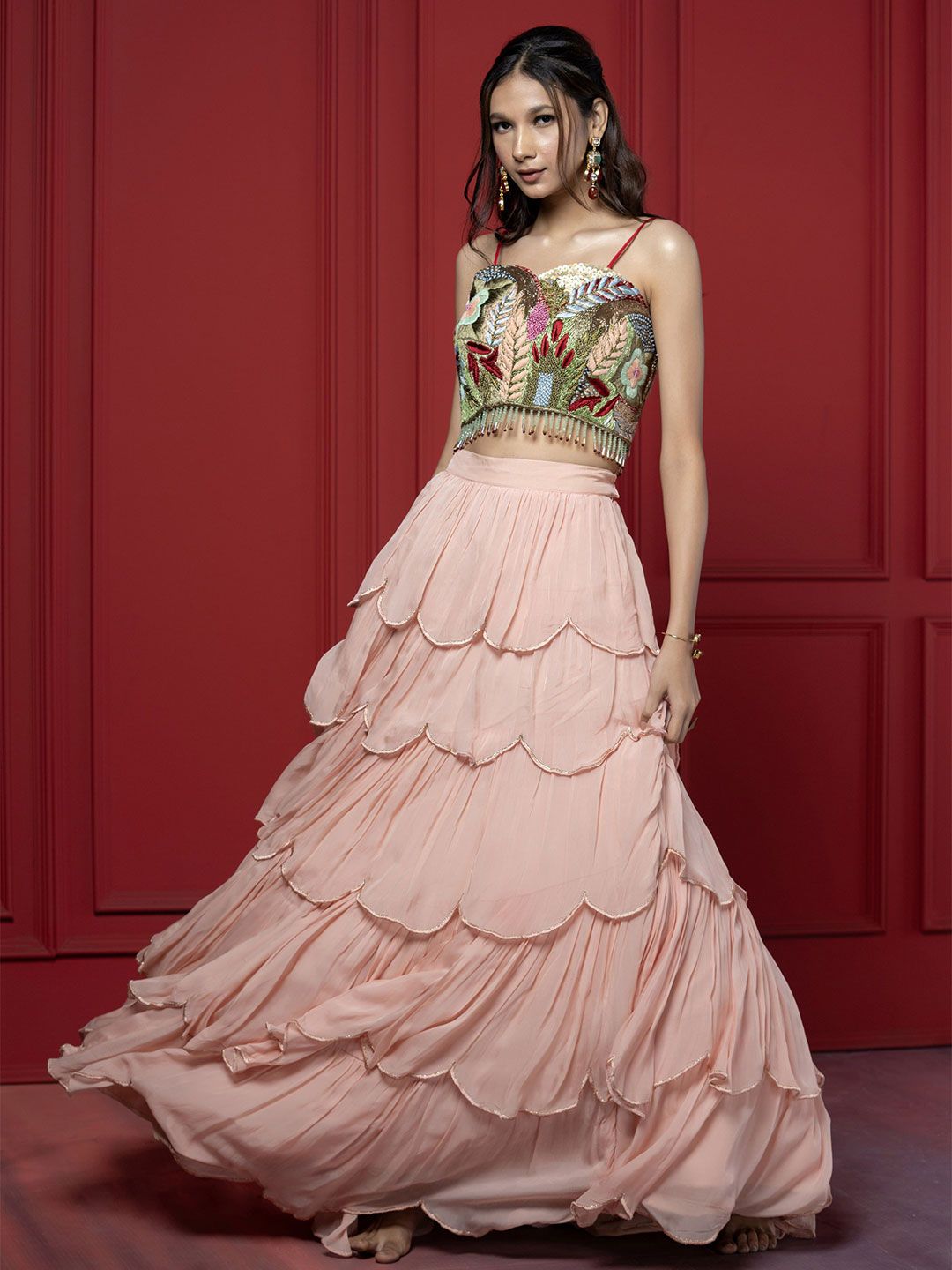 GloballyRonakRBafna Embroidered Sequinned Ready to Wear Lehenga & Choli-image-31
