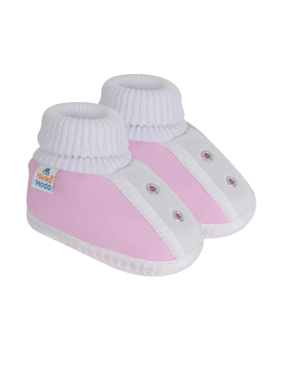 Neska Moda 3 To 12 Months Baby Boys & Baby Girls Cute Soft Cotton Pre-Walker Shoes Booties (Toe to Heel Length - 12 cm, Pink)-picture-19