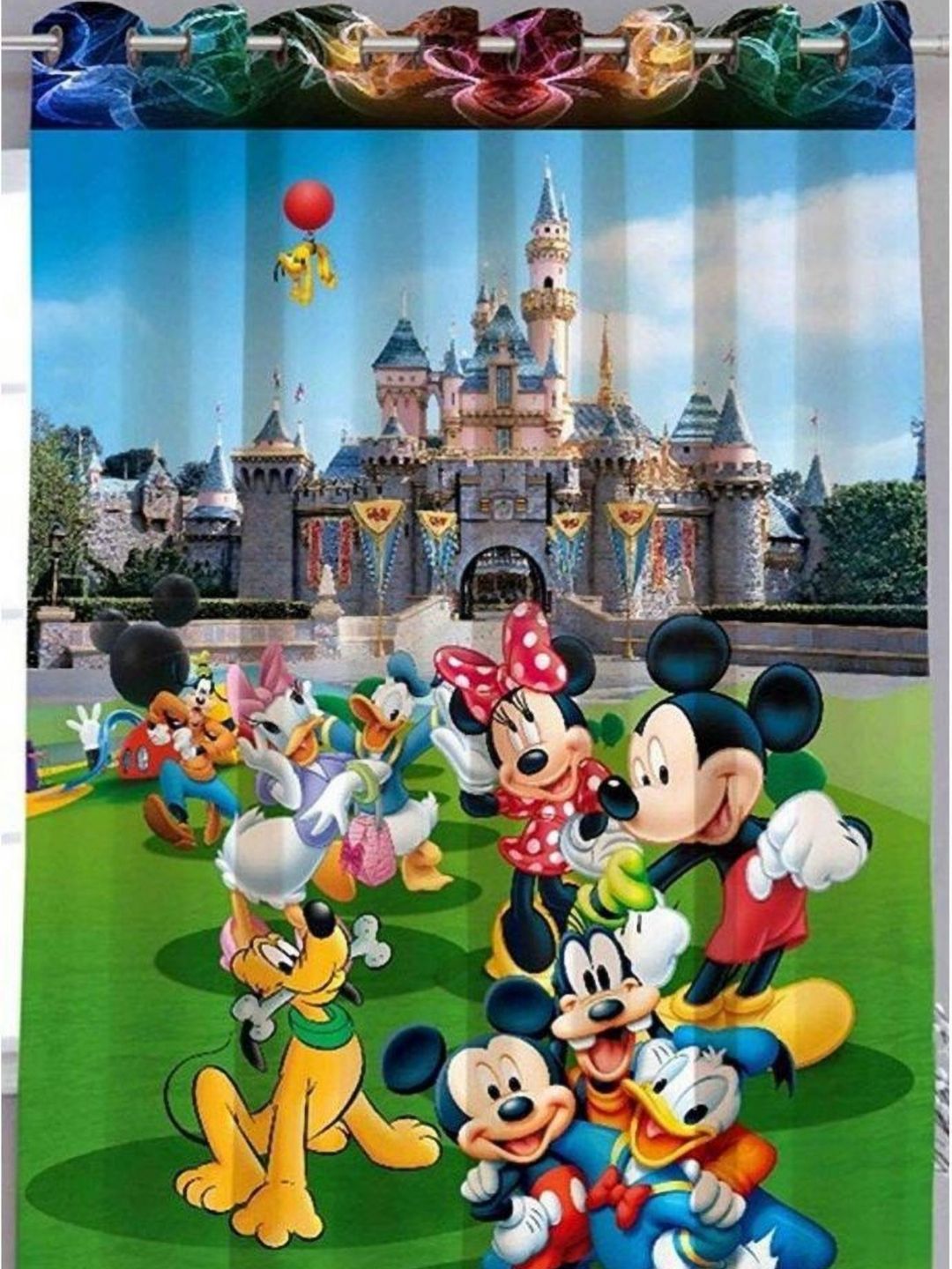 BELLA TRUE White & Green Quirky Printed Ripple Fold Window Curtain-image-19