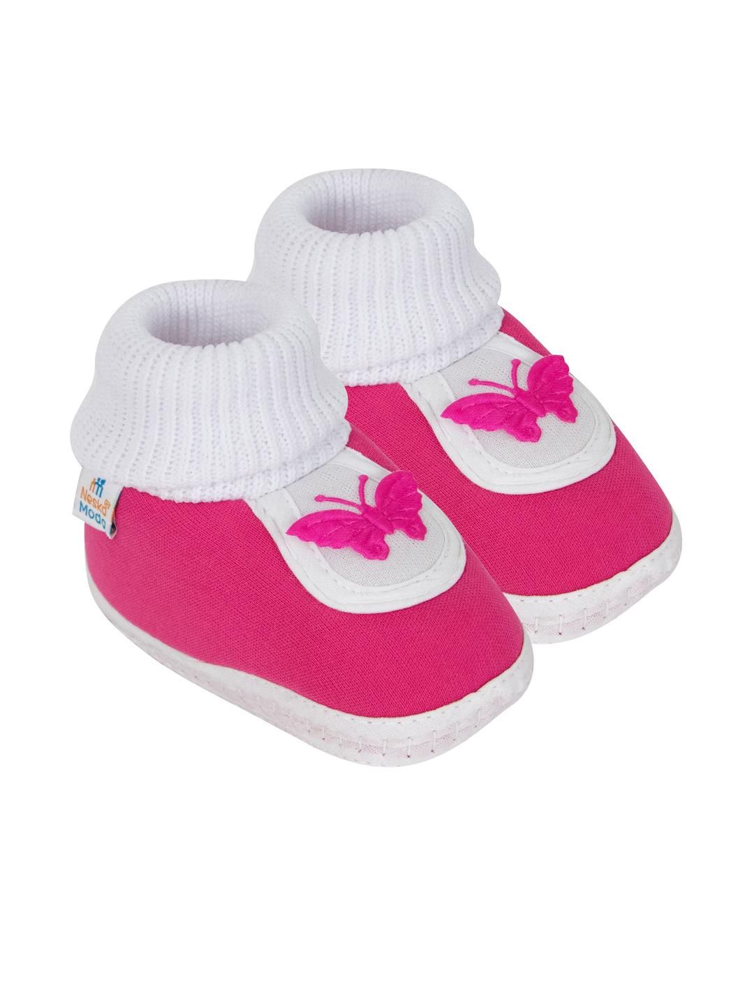 Neska Moda 12 To 18 Months Non Slip Butterfly Toddler Baby Unisex Cotton Booties (Toe to Heel Length - 14 cm, Rani)-picture-14