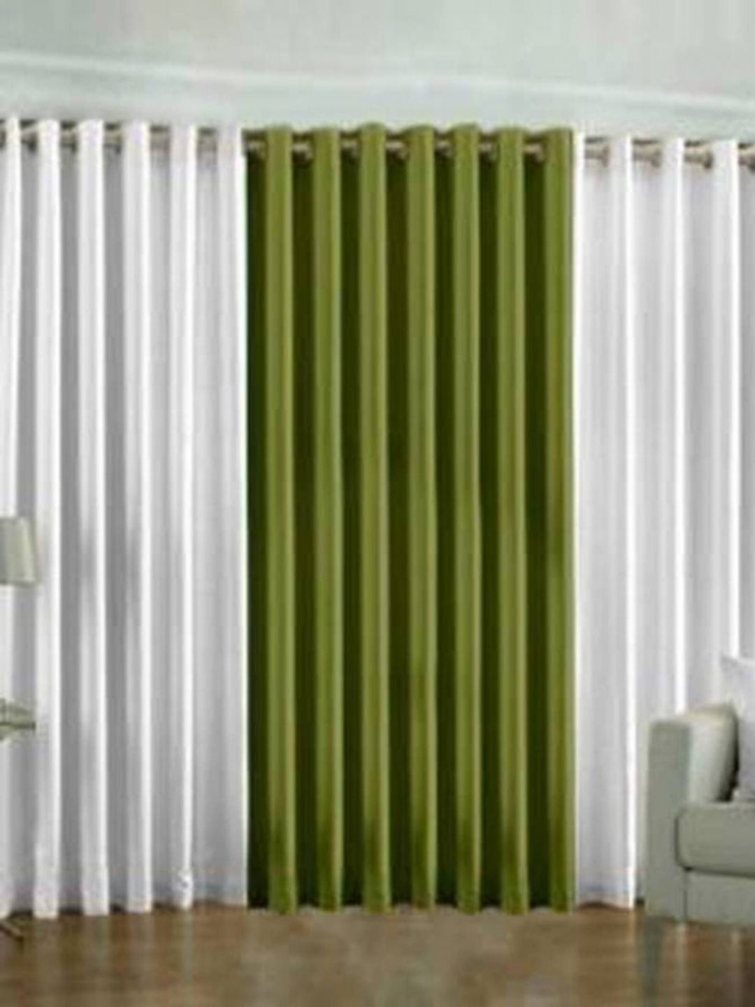 BELLA TRUE White & Green 3 Pieces Window Curtains-picture-10