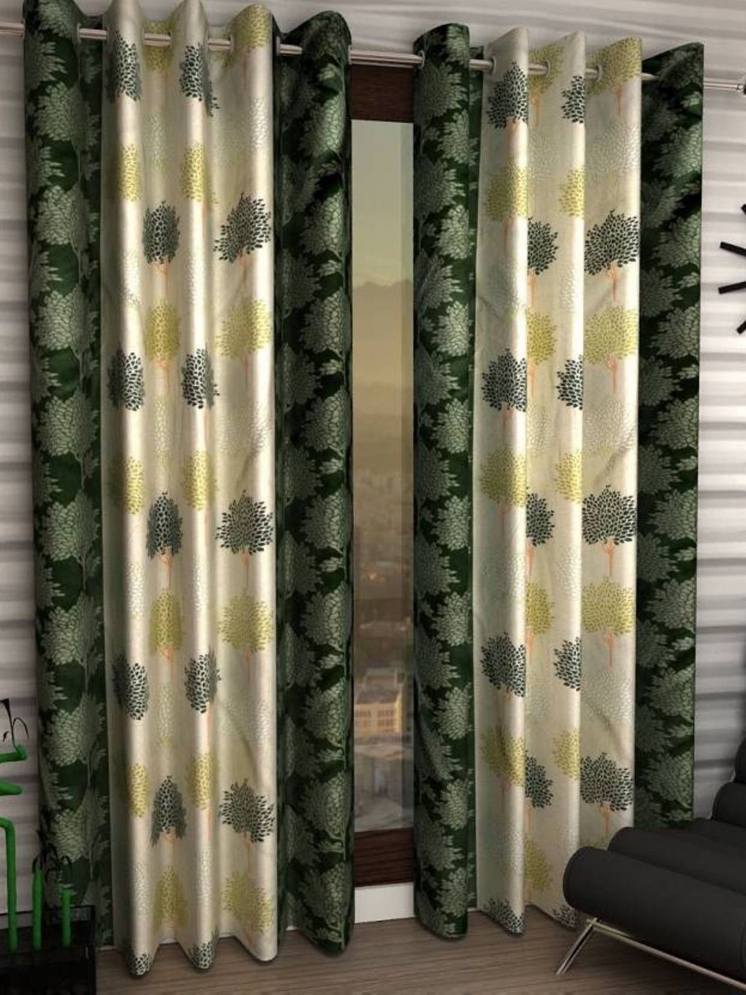 BELLA TRUE Green & Cream 2 Pieces Ethnic Motifs Long Door Curtains-picture-30