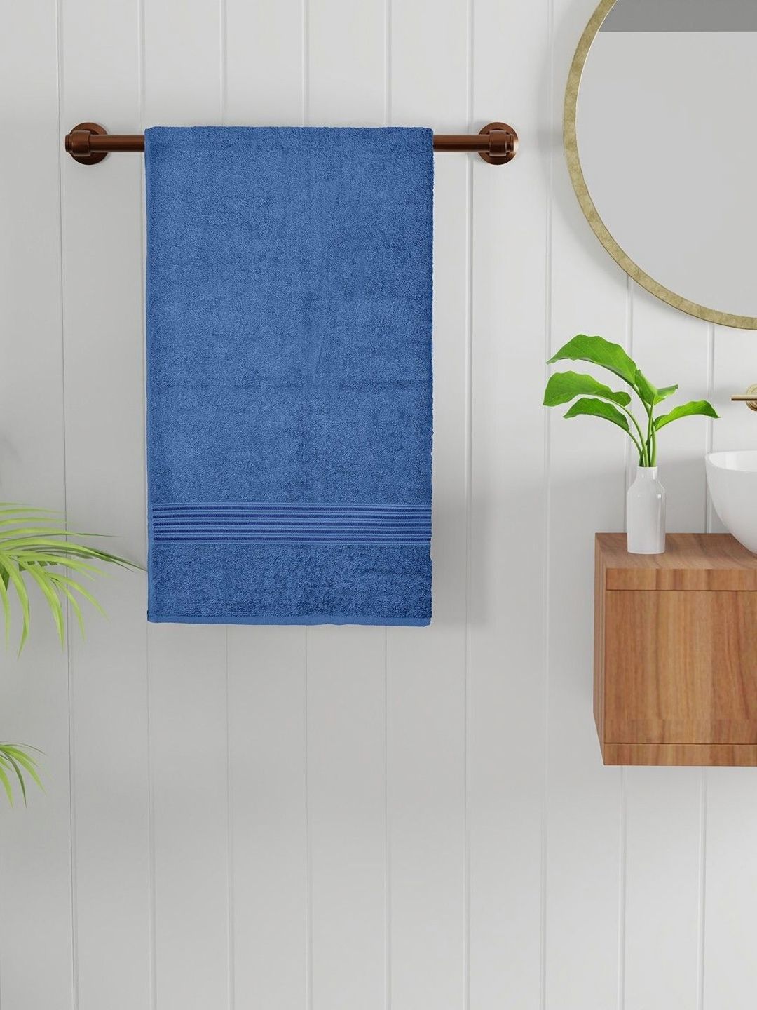 Bichauna Blue Cotton 400 GSM Bath Towel-image-13