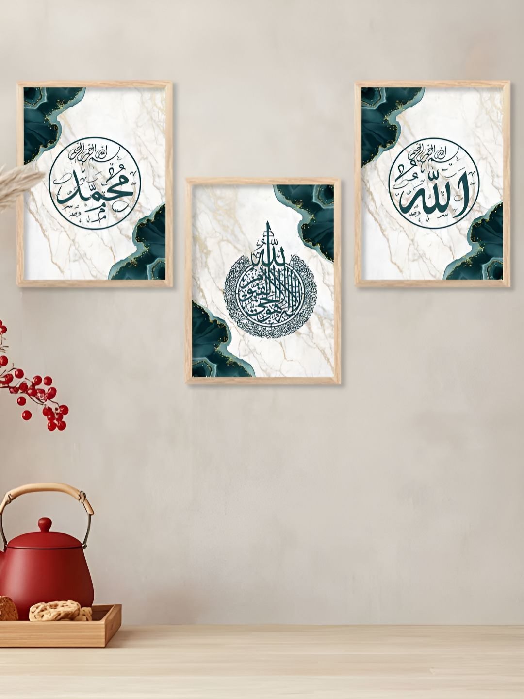 Kotart Brown & White 3 Pieces Islamic Wooden Wall Arts-picture-18