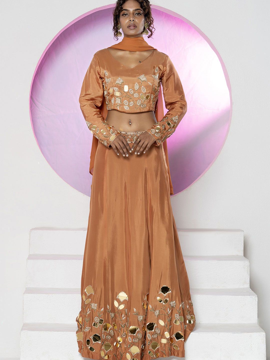 GloballyRonakRBafna Embroidered Sequinned Ready to Wear Lehenga & Blouse With Dupatta-image-28