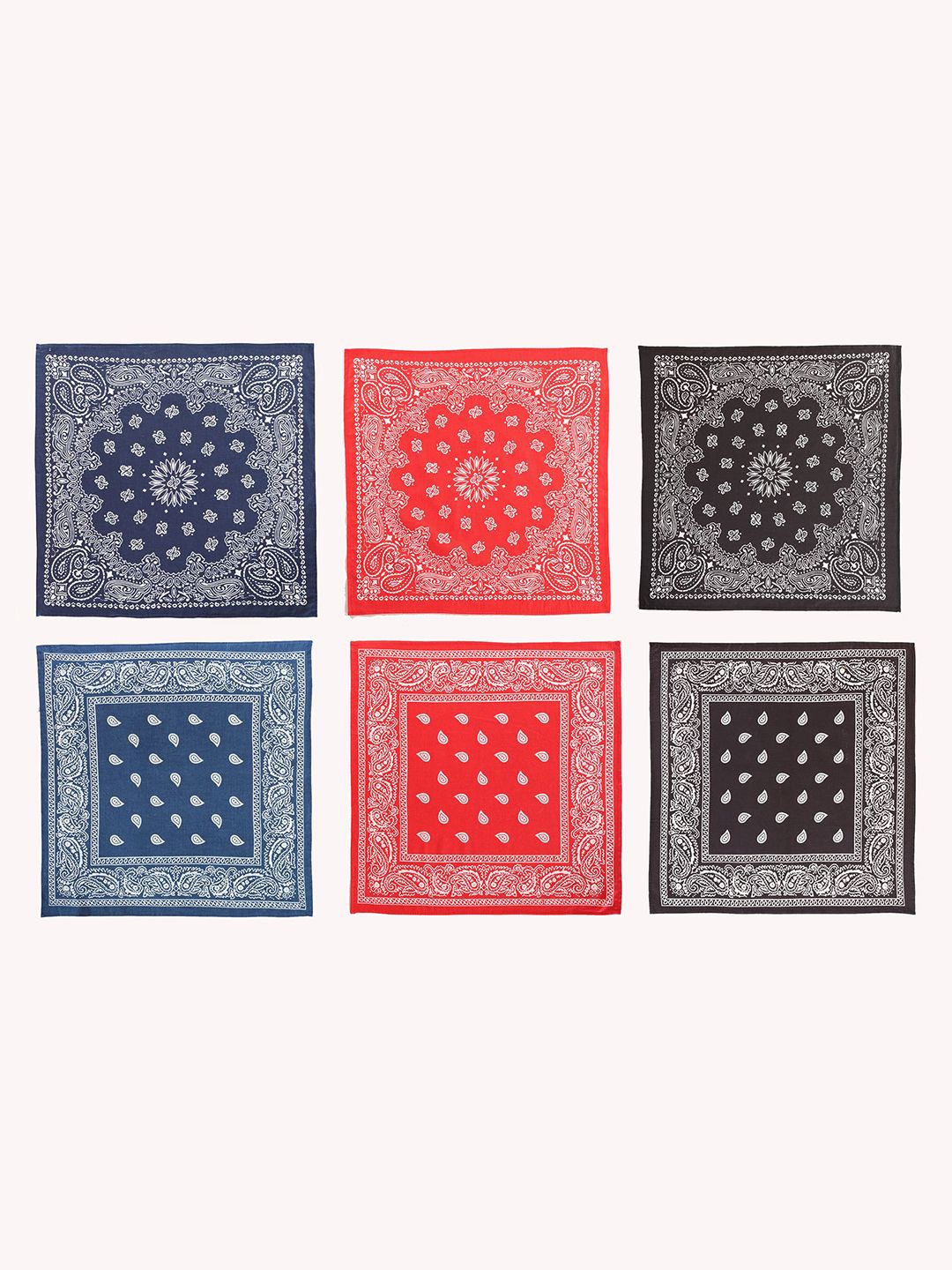 Ravaiyaa Unisex Pack Of 6 Mandala Paisley Printed Pure Cotton Bandana-image-37