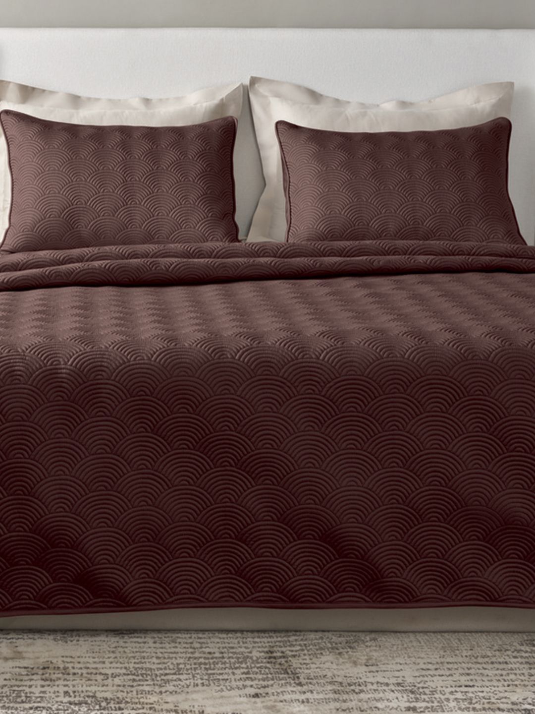 SANSAAR A DDECOR BRAND LIVE CONSCIOUSLY Grey Self Design Cotton 3 Piece Bedding Set-picture-21