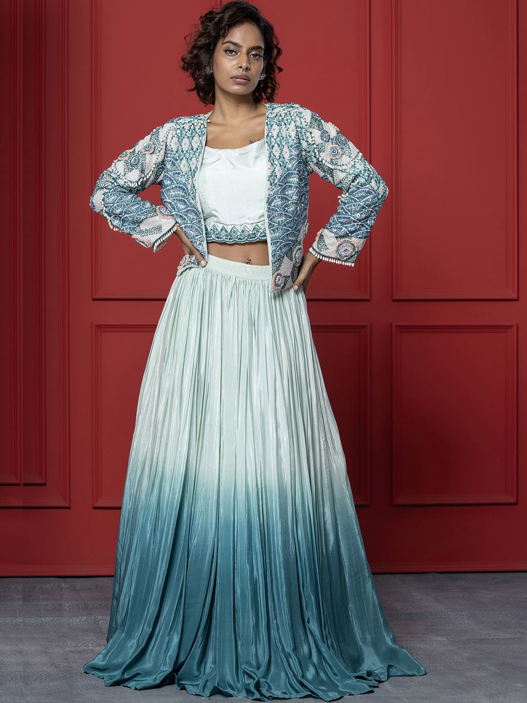 GloballyRonakRBafna Embroidered Sequinned Ready To Wear Lehenga Choli-image-30