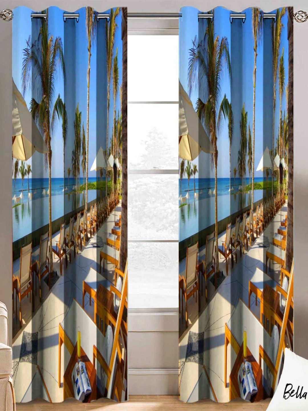 BELLA TRUE Blue & Green 2 Pieces Floral Printed Door Curtains-picture-15