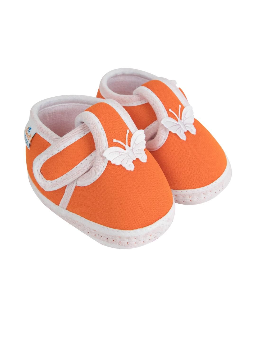 Neska Moda 3 To 12 Months Baby Boys & Baby Girls Cute Soft Cotton Pre-Walker Butterfly Booties (Toe to Heel Length - 11 cm, Orange)-picture-47