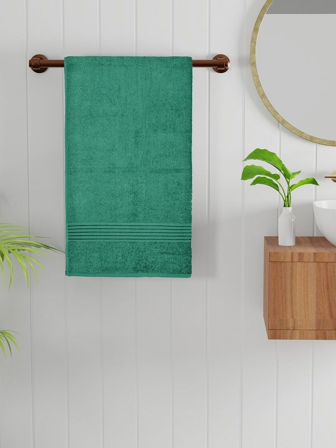 Bichauna Green Cotton 400 GSM Bath Towel-image-4