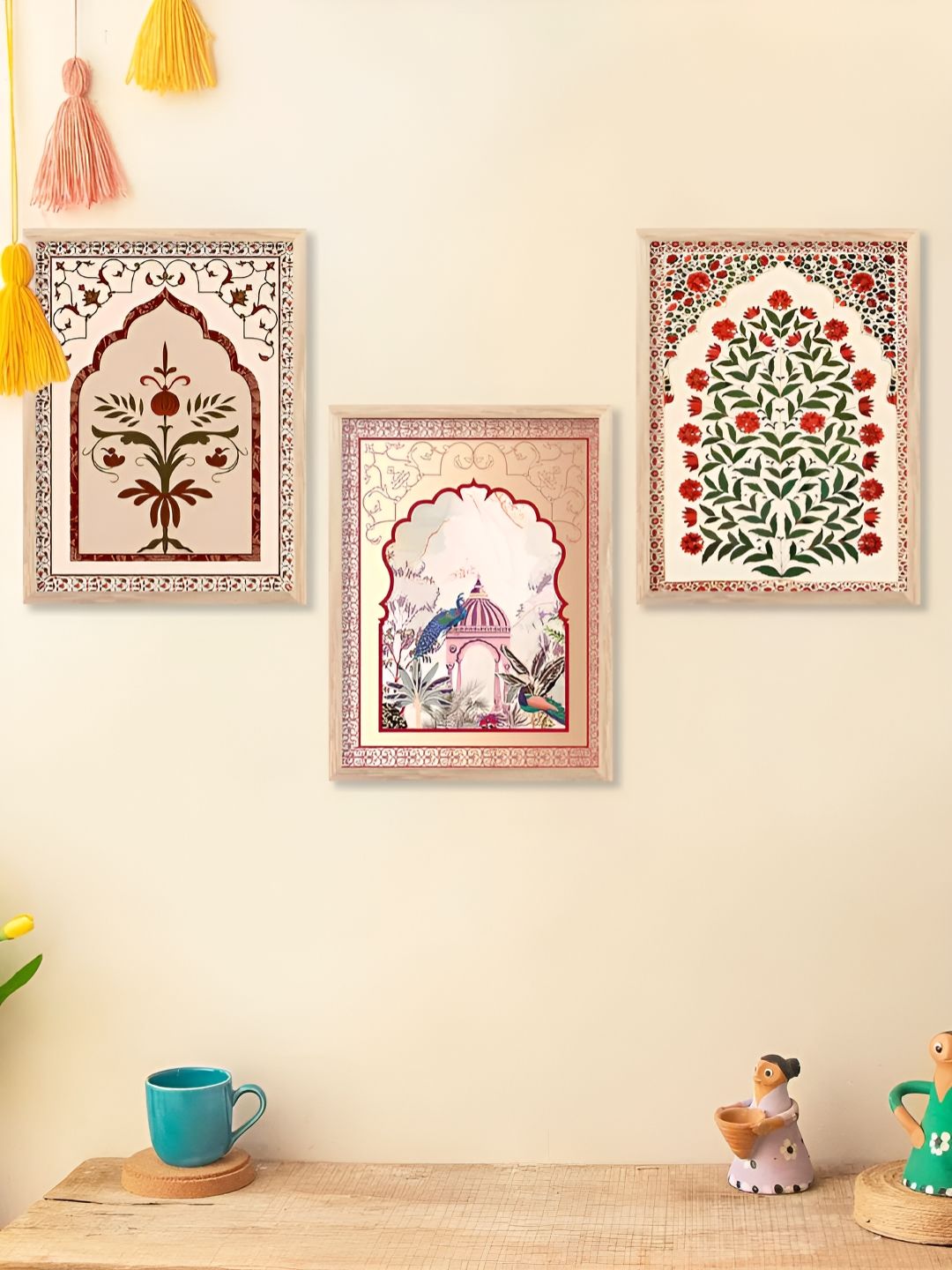 Kotart Brown & White 3 Pieces Traditional Wooden Wall Arts-picture-30