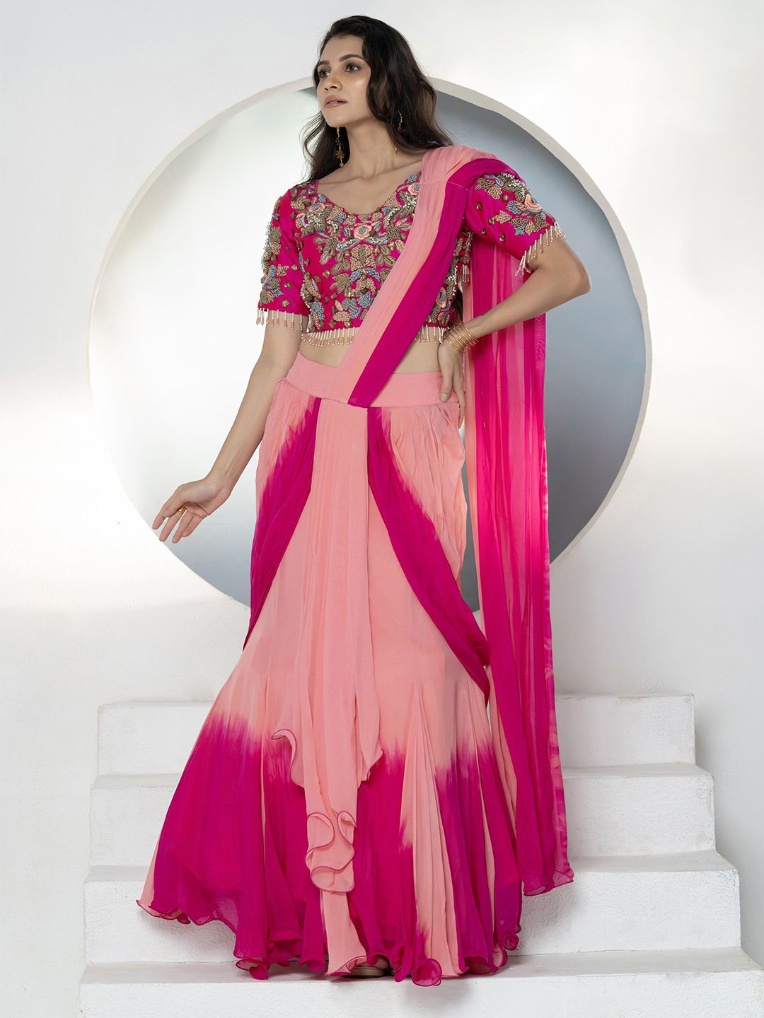 GloballyRonakRBafna Embellished Unstiched Lehenga & Blouse With Attached Dupatta-picture-31