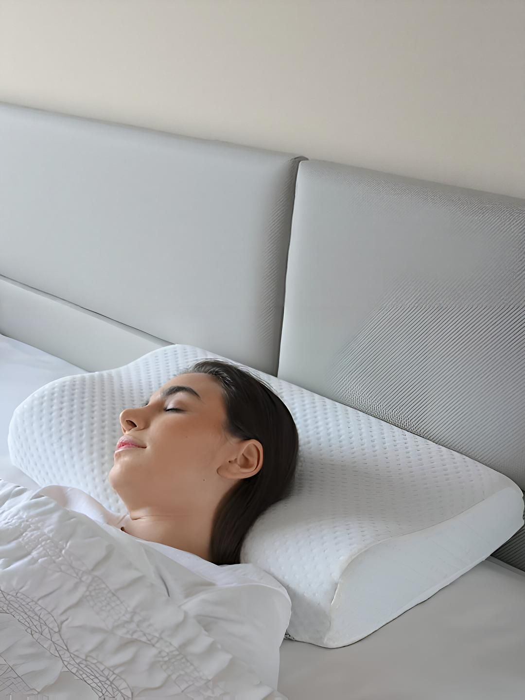 Aetrius White Memory Foam Filled Cotton Lightweight Sleep Pillow-picture-37