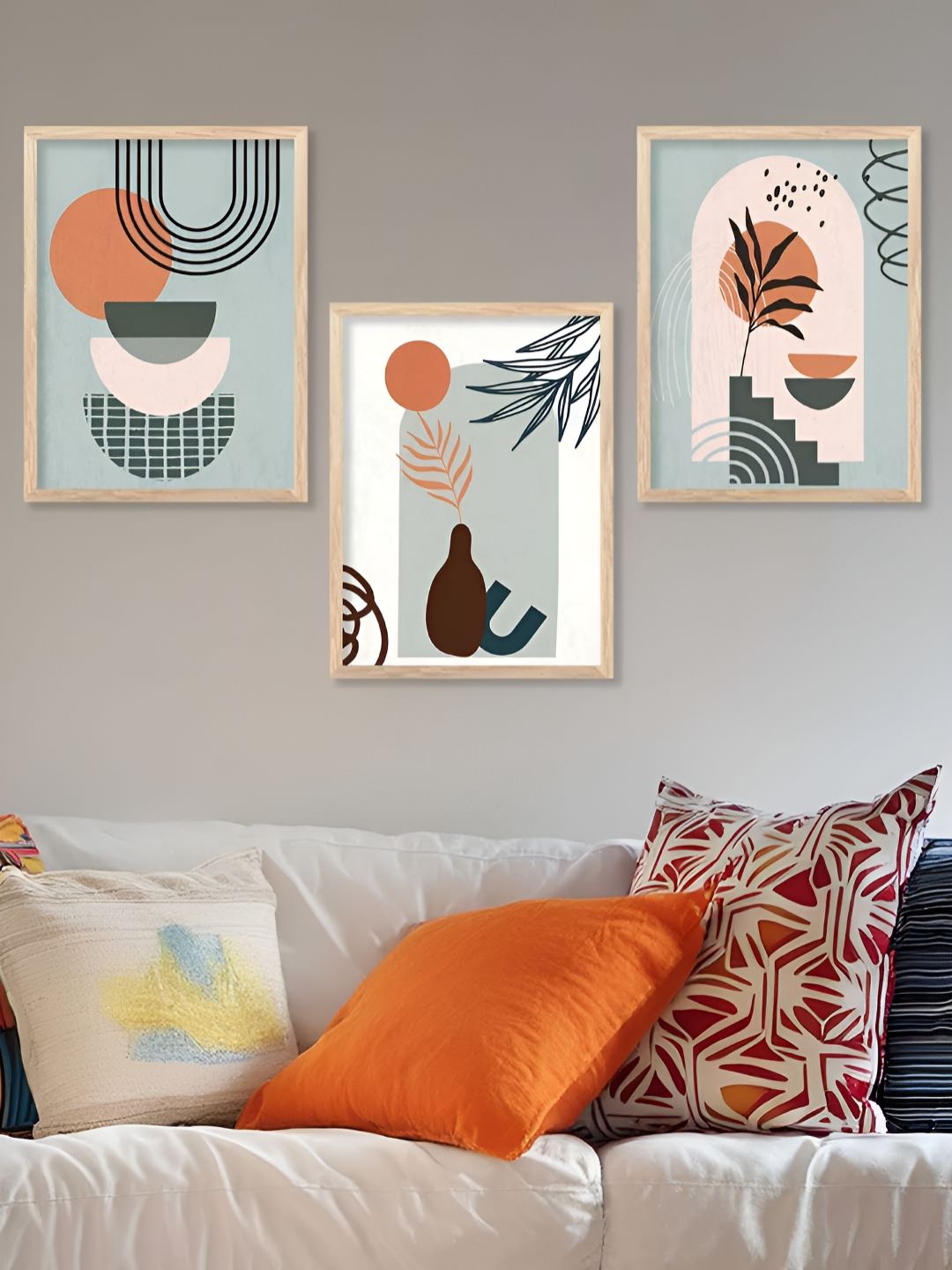 Kotart Brown & Orange 3 Pieces Floral Wooden Wall Arts-picture-33