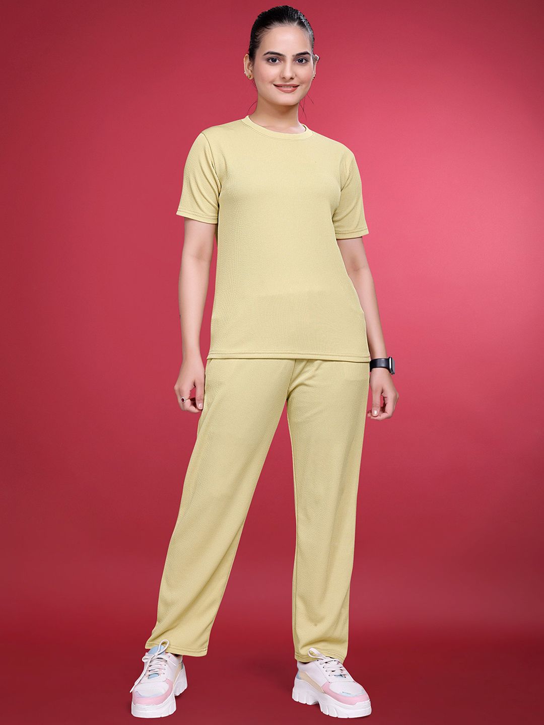 JK Creation Round Neck T-Shirt With Trouser Co-Ords-picture-35