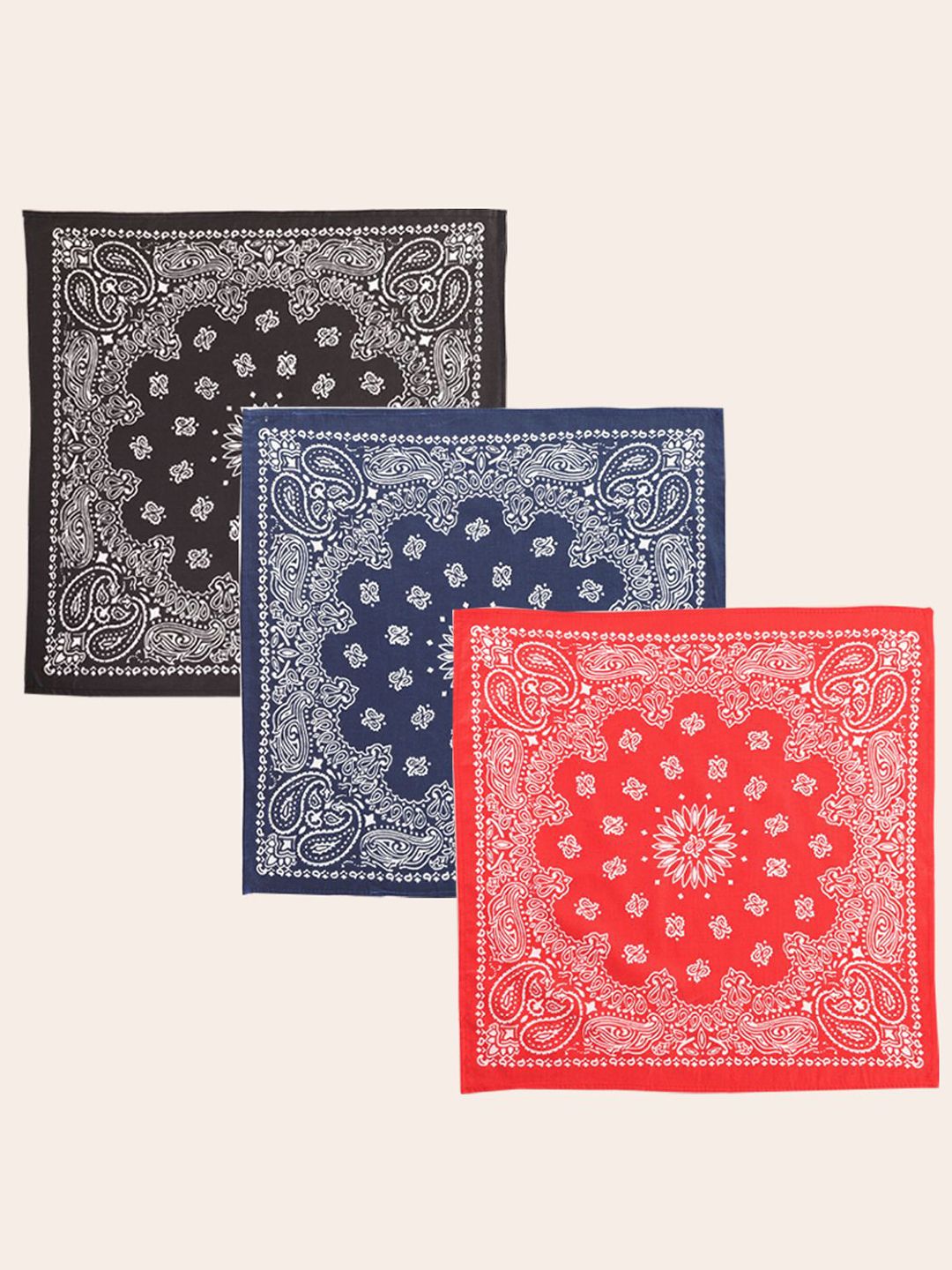 Ravaiyaa Unisex Pack Of 3 Mandala Paisley Printed Pure Cotton Bandana-image-36
