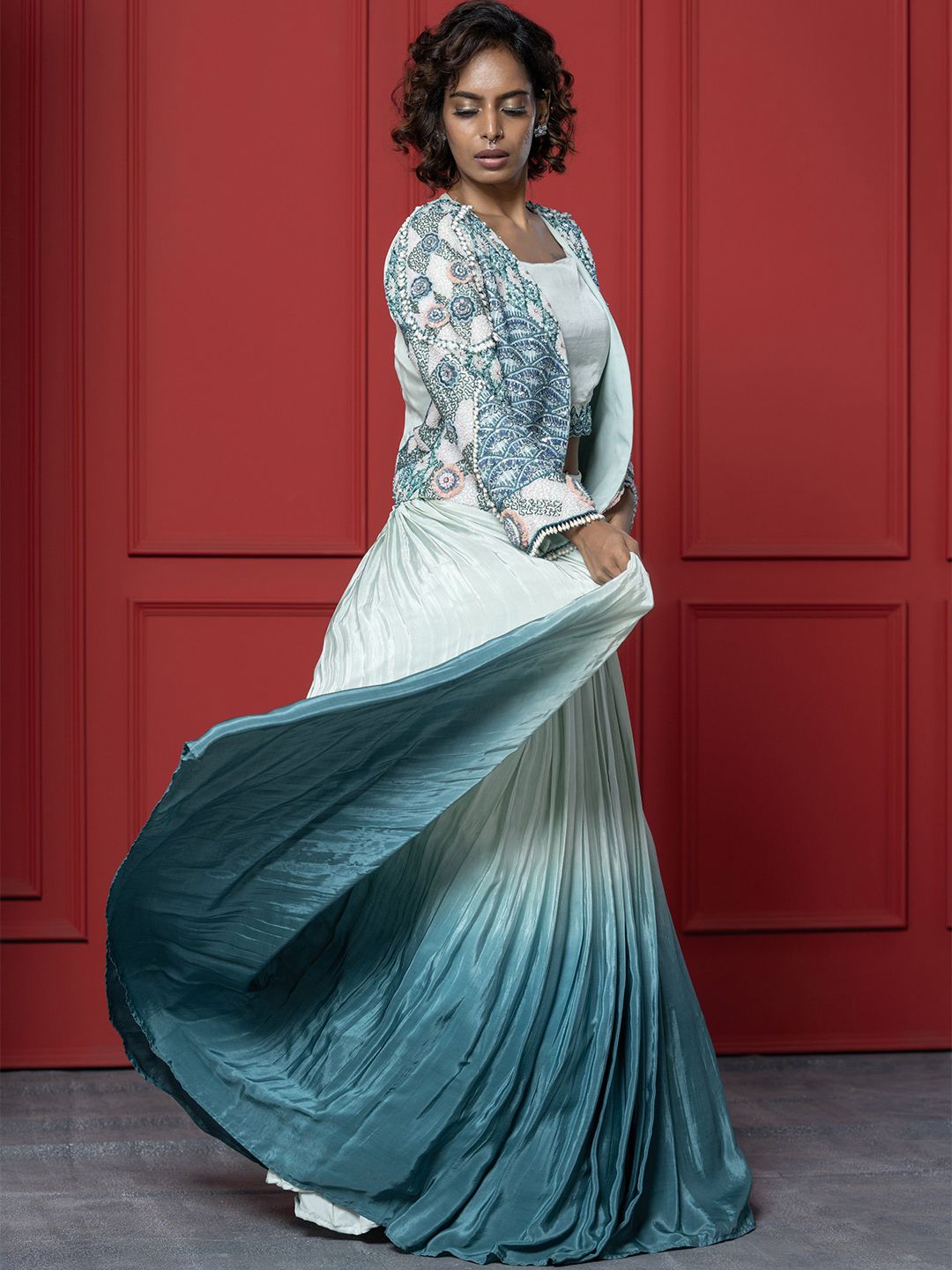 GloballyRonakRBafna Embroidered Sequinned Ready To Wear Lehenga Choli-image-26