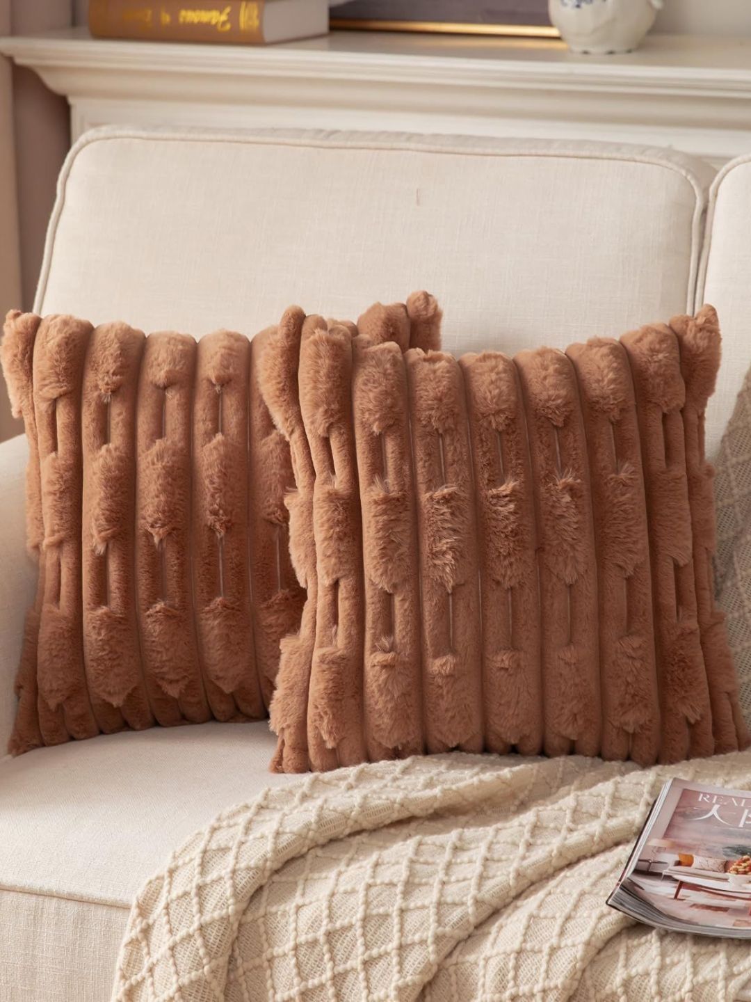 Vinayaka Fab Brown Set of 2 Square Cushion Covers-picture-31