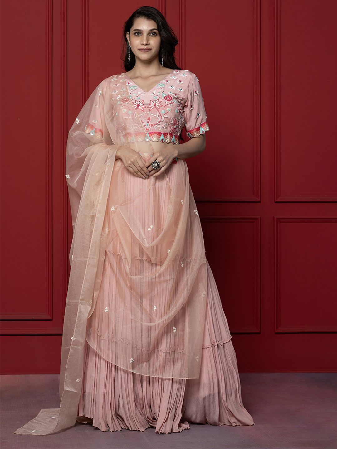 GloballyRonakRBafna Embroidered Sequinned Ready To Wear Lehenga Choli-image-28