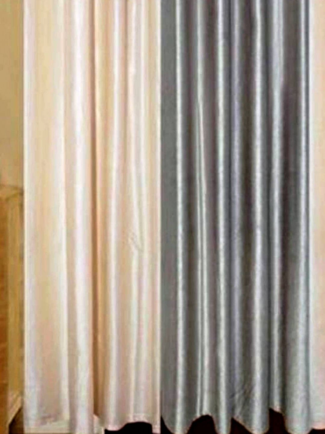 BELLA TRUE 2 Pieces Grey & Cream Window Curtains-picture-10