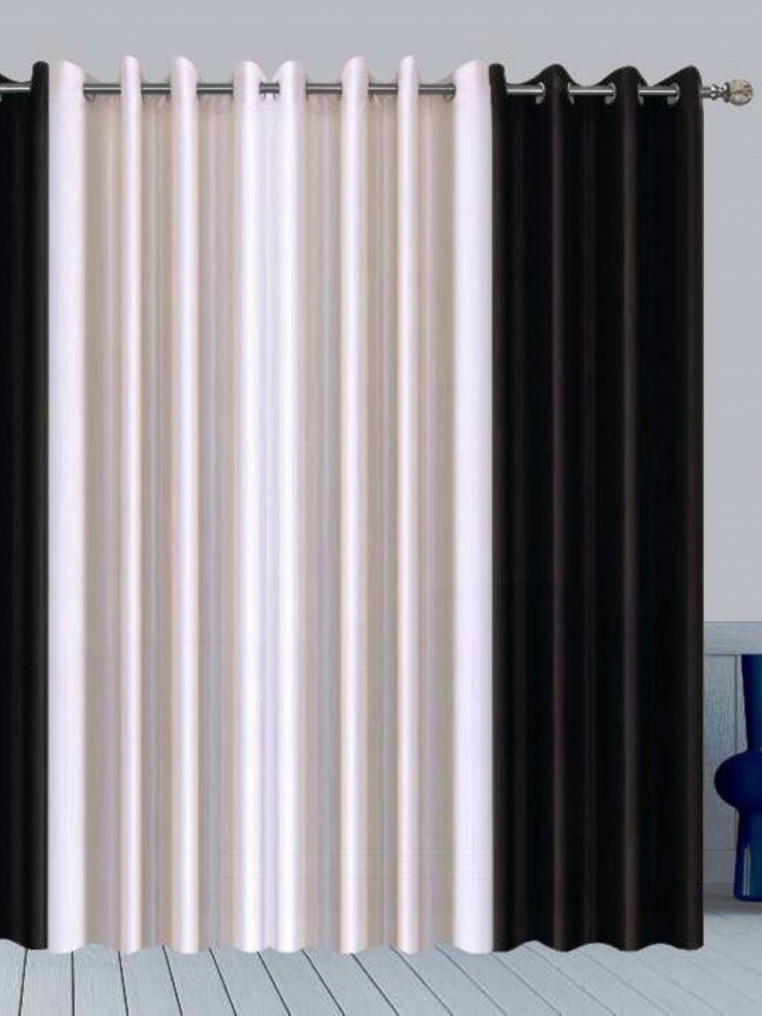 BELLA TRUE White & Black 4 Pieces Long Door Curtains-image-16