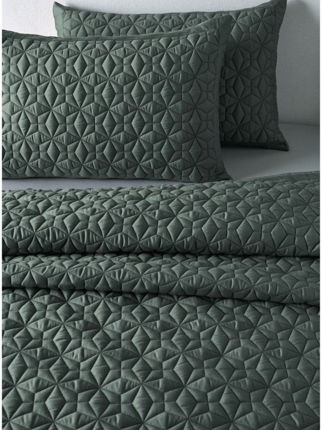 SANSAAR A DDECOR BRAND LIVE CONSCIOUSLY Grey Self Design Cotton 3 Piece Bedding Set-picture-14
