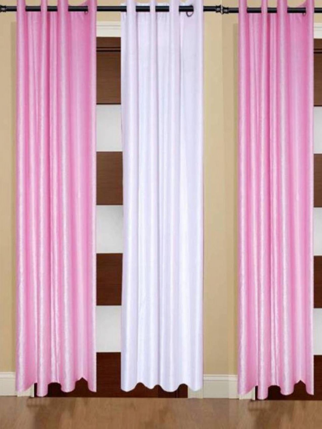 BELLA TRUE Pink & White 4 Pieces Black Out Window Curtains-picture-26