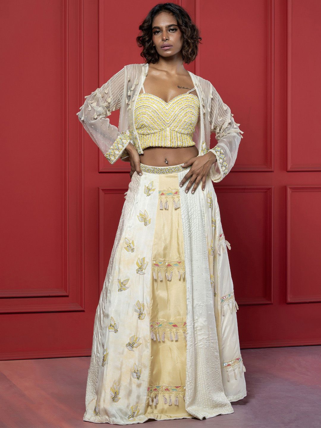GloballyRonakRBafna Embroidered Beads And Stones Ready To Wear Lehenga Choli-picture-28
