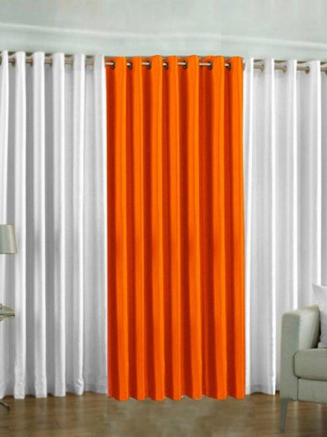 BELLA TRUE White & Orange 3 Pieces Window Curtains-picture-20