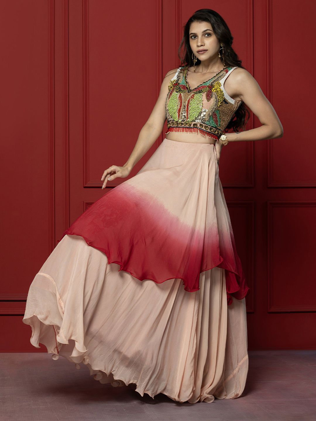 GloballyRonakRBafna Embroidered Beads And Stones Made to Measure Lehenga & Blouse-picture-48