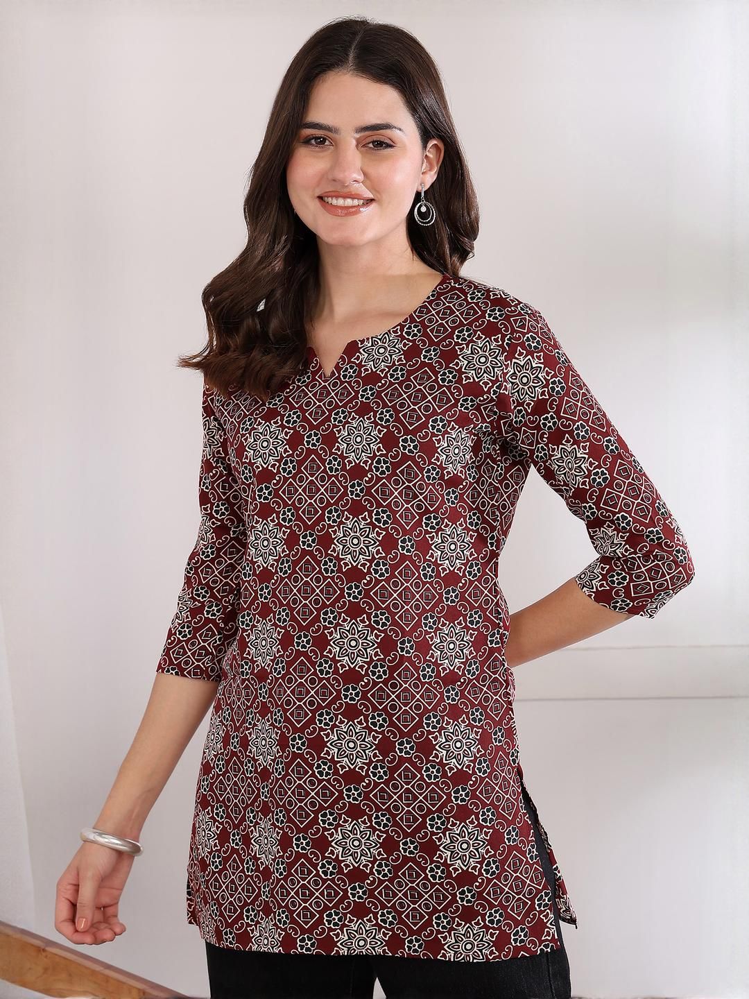 Moda Rapido Floral Printed V-Neck Kurti-picture-25