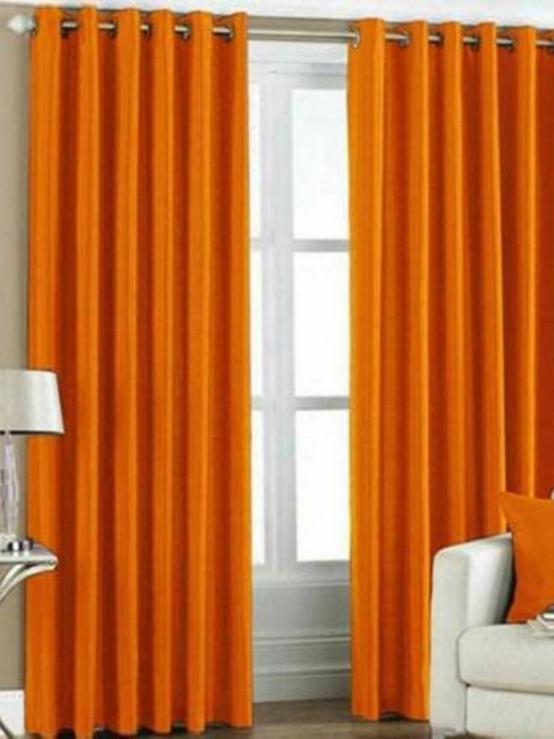 BELLA TRUE Orange 4 Pieces Long Door Curtains-image-35
